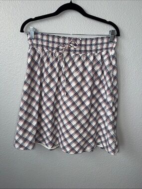 Loft Casual Plaid Drawstring Skirt - Red, White, & Blue